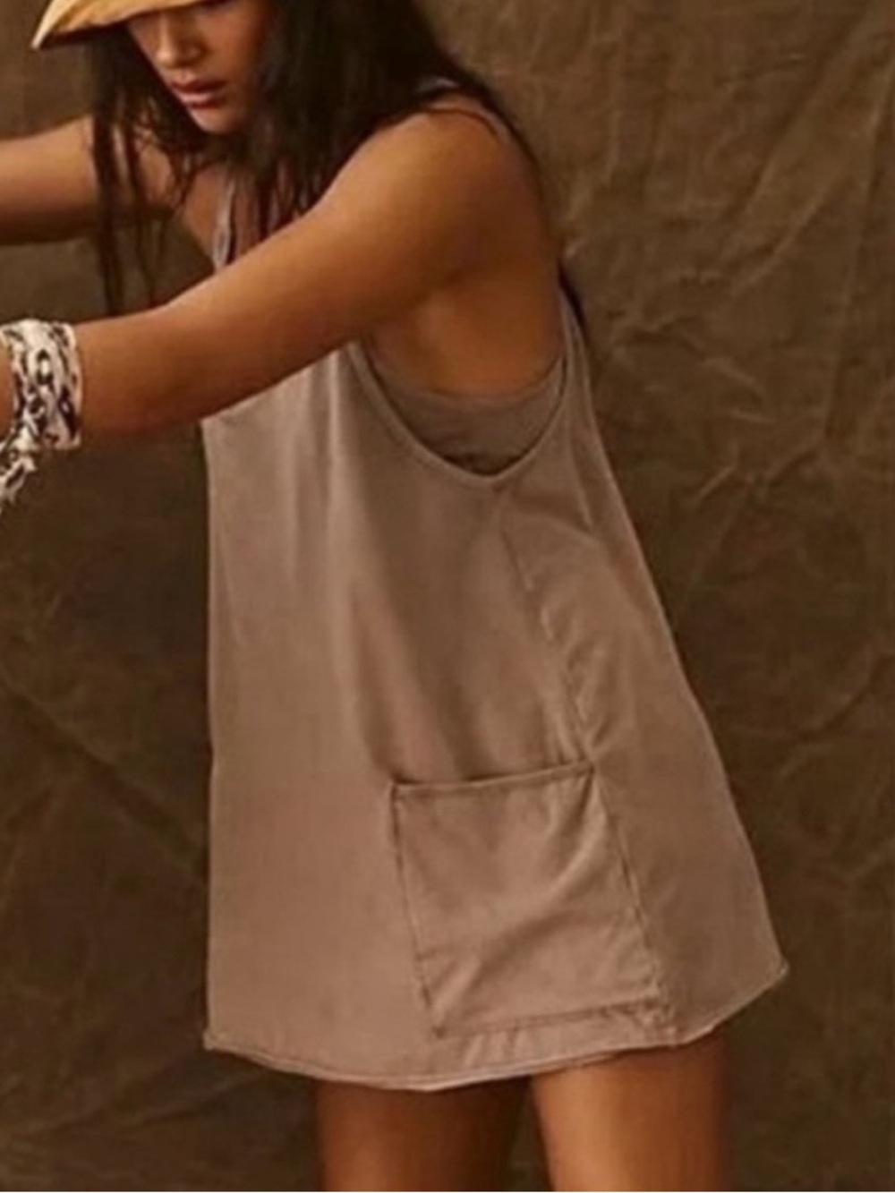 Free People Mini Tank Dress in Taupe - Picture 3 of 5